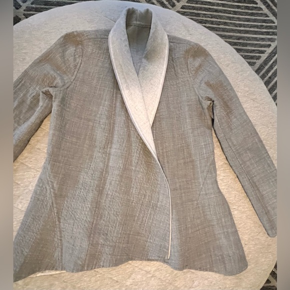 LAFAYETTE 148 New York Sz 2 Wool & Cashmere Reversible Dark&Lt Grey Swing Jacket - Picture 10 of 11